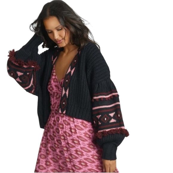 NWT Sachin + Babi Landon Knit - Black Burgundy Peony Cardagin – Sz XL - Picture 6 of 14